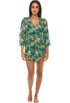 V-NECK BELL SLEEVE TUNIC - CHEVRON PRINT